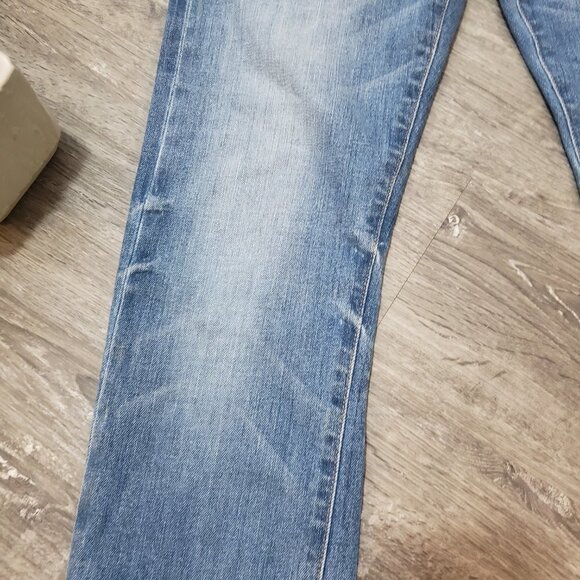 Baldwin The EJ Straight Leg Blue Jeans Light Wash Distressed Sz 27 Made In USA - Picture 6 of 12